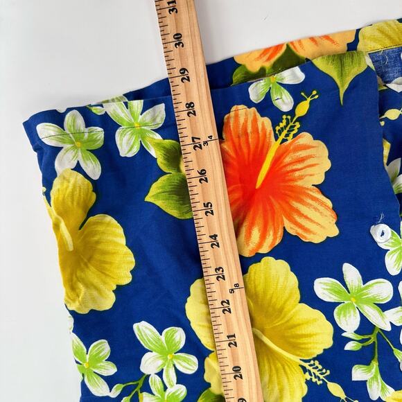 Hukilau Fashions Honolulu Hawaiian Shirt Button Up Vintage Mens Blue Orange - Picture 4 of 9